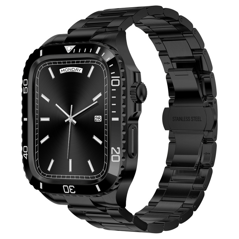 Θωρακισμένη θήκη Apple Watch, Ανοξείδωτος χάλυβας, 22mm διεπαφή, Αγκράφα πεταλούδας, Για Apple Watch, Μοντέρνο στυλ