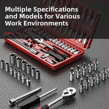 Set alata s klikom i nastavcima, krom-vanadijeva čelika, za auto popravak, mehaničke i kućne popravke