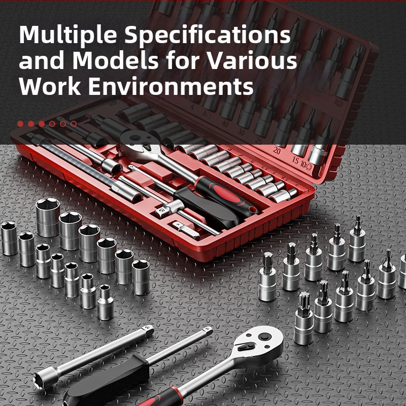Set alata s klikom i nastavcima, krom-vanadijeva čelika, za auto popravak, mehaničke i kućne popravke