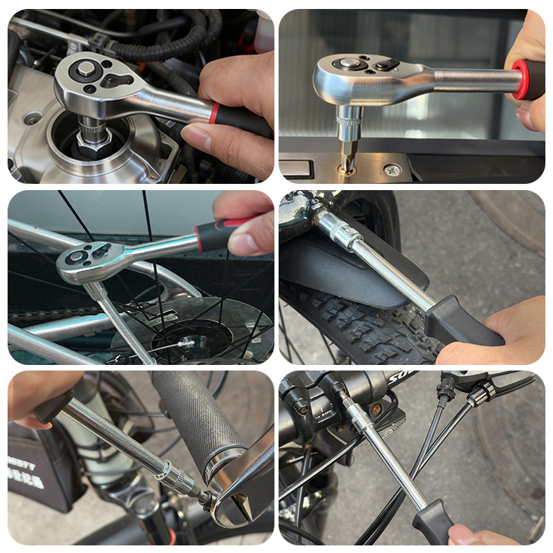 Set alata s klikom i nastavcima, krom-vanadijeva čelika, za auto popravak, mehaničke i kućne popravke