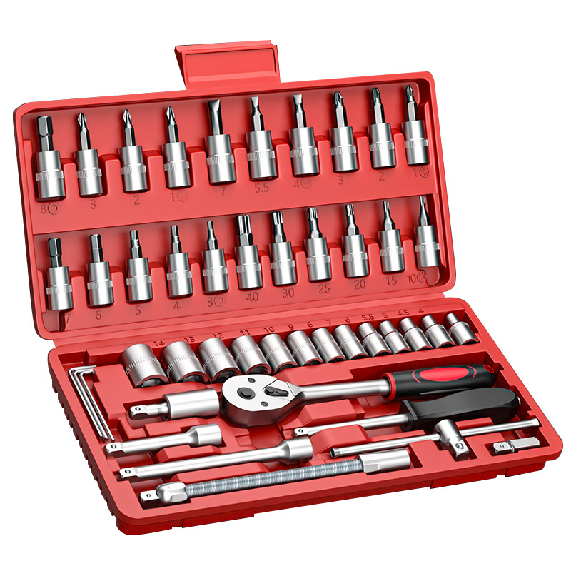 Set alata s klikom i nastavcima, krom-vanadijeva čelika, za auto popravak, mehaničke i kućne popravke