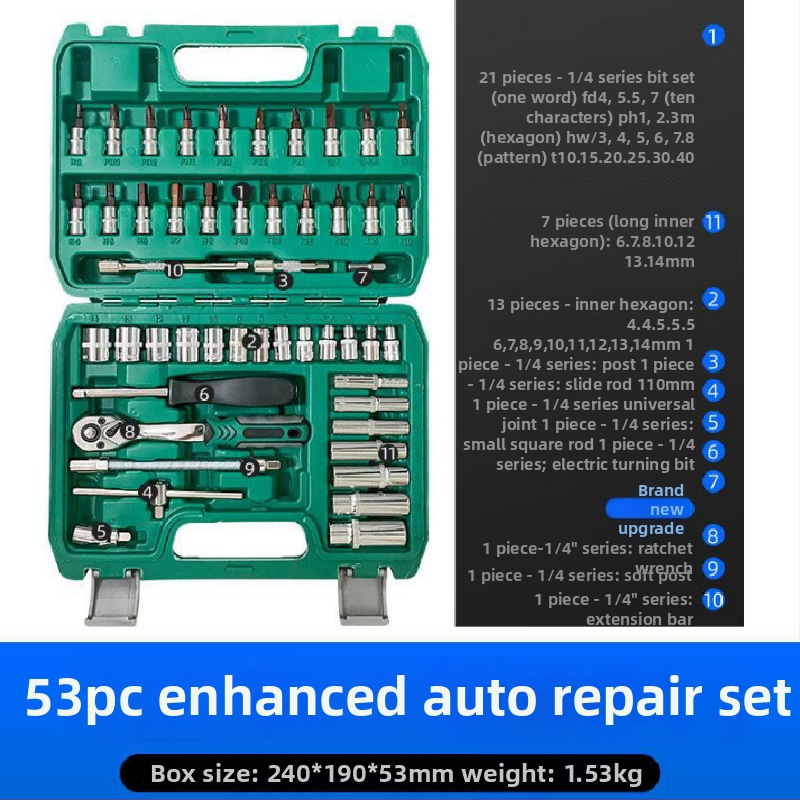 Set alata s klikom i nastavcima, krom-vanadijeva čelika, za auto popravak, mehaničke i kućne popravke