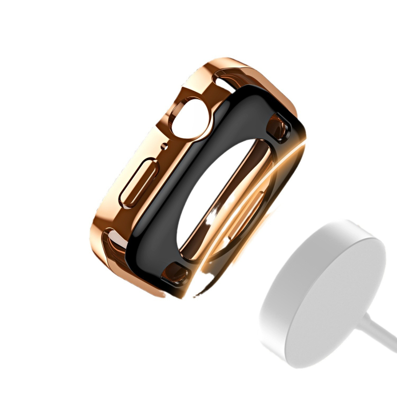 Kućište za Apple Watch s dvostrukim redom dijamanata i integriranim zaštitnim slojem zaslona, 360° potpuno pokriće, kaljeno staklo