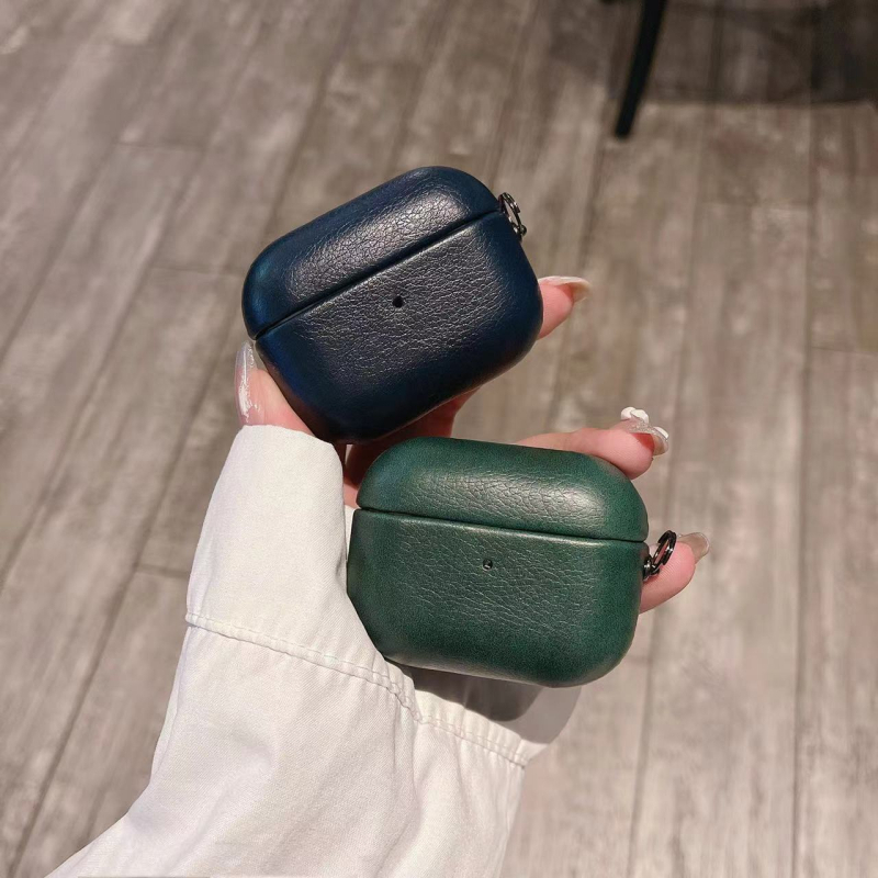 Apple AirPods védő kemény tok – műbőr, velúr, PC; matt felület; kézzel készített; kompatibilis AirPods 1/2/3/4 és Pro 2