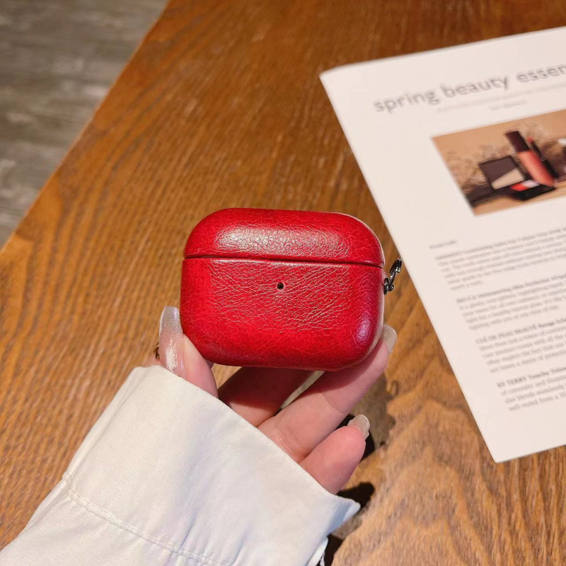 Apple AirPods védő kemény tok – műbőr, velúr, PC; matt felület; kézzel készített; kompatibilis AirPods 1/2/3/4 és Pro 2