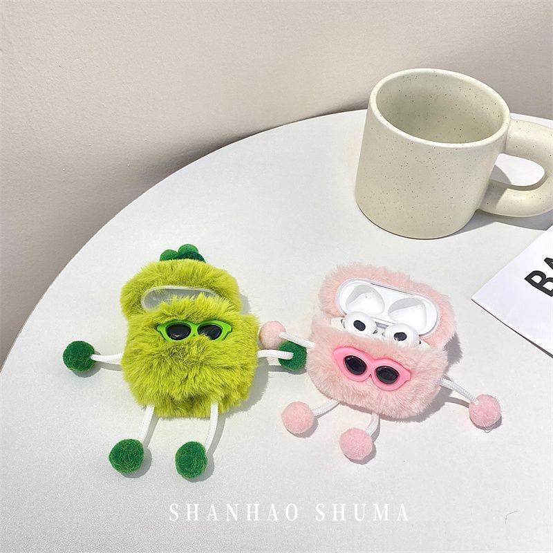 Fülhallgató tok – bolyhos textúra, gravírozás, kompatibilis Apple és más modellekkel, Termékkód 420393172584