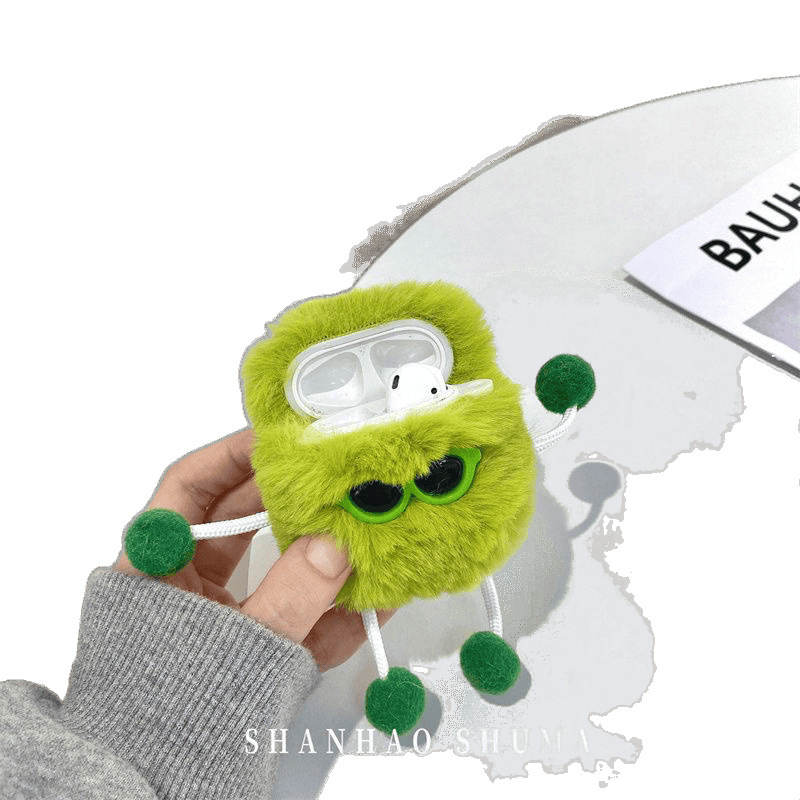 Fülhallgató tok – bolyhos textúra, gravírozás, kompatibilis Apple és más modellekkel, Termékkód 420393172584