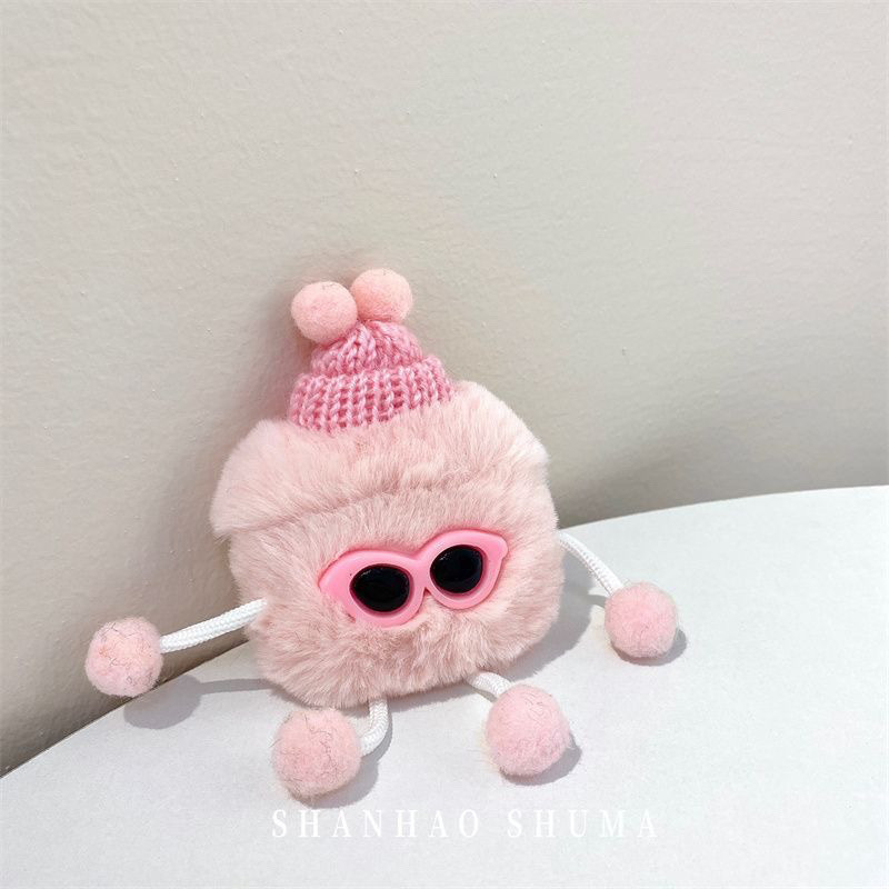 Fülhallgató tok – bolyhos textúra, gravírozás, kompatibilis Apple és más modellekkel, Termékkód 420393172584