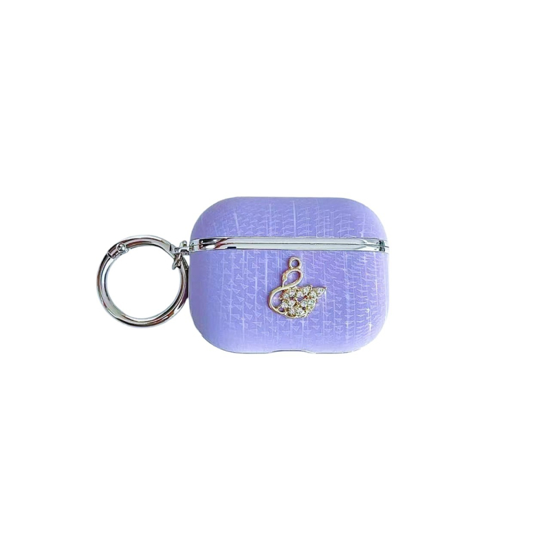 AirPods Pro tok bőrtapintású textúrával és strasszköves díszítéssel, teljes lefedésű ütésálló védelem, PC anyagú, elektroplakált felülettel (kompatibilis az AirPods Pro 1. és 2. generációjával).