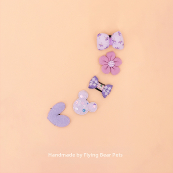 За кучета: малък фиба за коса с панделка - плат, марка Little Flying Bear, универсална употреба, без внос, IP права не са разрешени