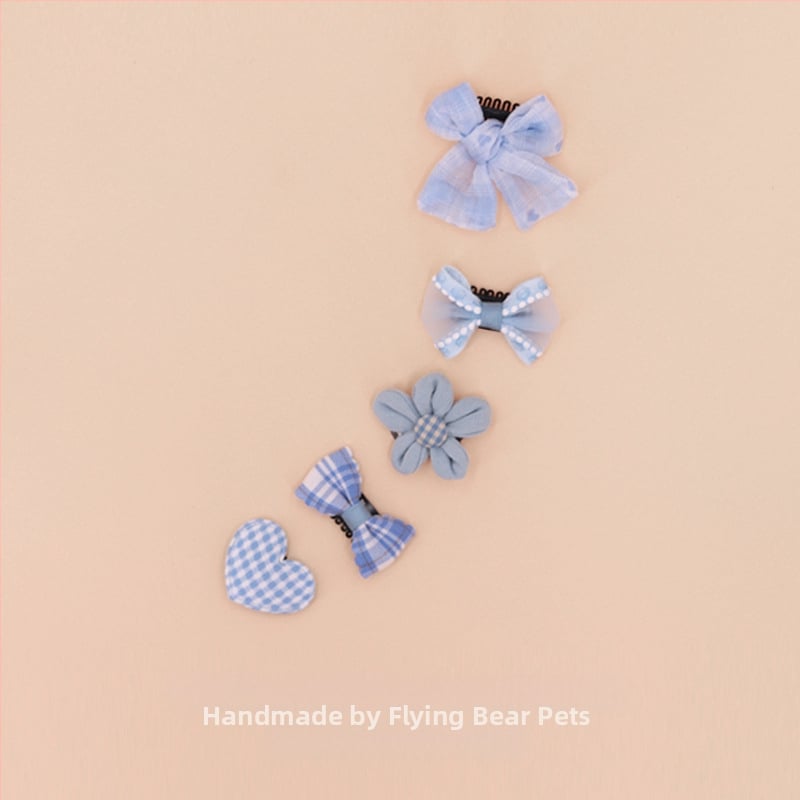 За кучета: малък фиба за коса с панделка - плат, марка Little Flying Bear, универсална употреба, без внос, IP права не са разрешени