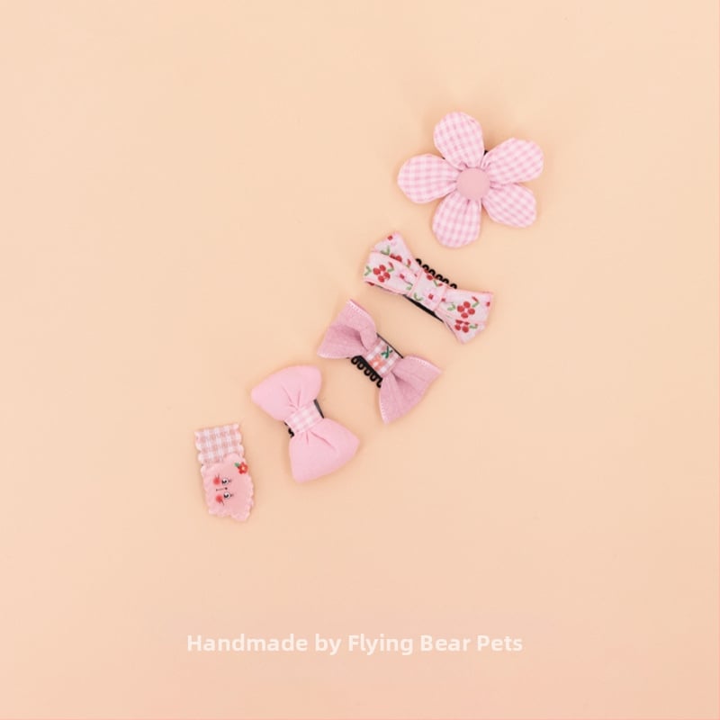 За кучета: малък фиба за коса с панделка - плат, марка Little Flying Bear, универсална употреба, без внос, IP права не са разрешени