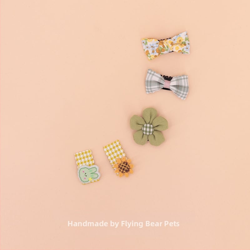 За кучета: малък фиба за коса с панделка - плат, марка Little Flying Bear, универсална употреба, без внос, IP права не са разрешени