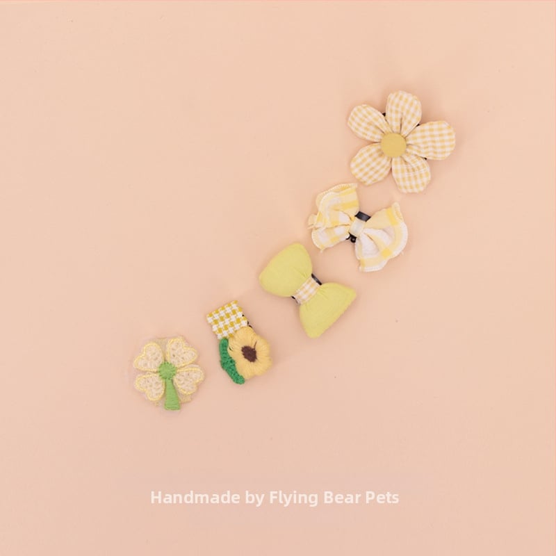 За кучета: малък фиба за коса с панделка - плат, марка Little Flying Bear, универсална употреба, без внос, IP права не са разрешени