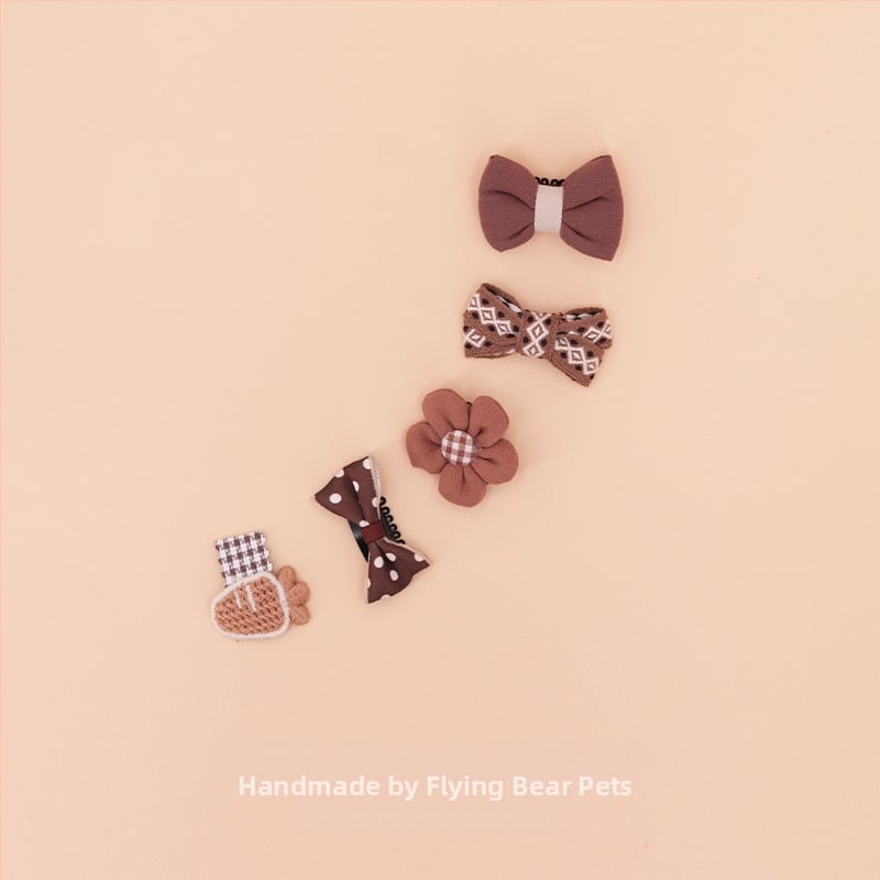За кучета: малък фиба за коса с панделка - плат, марка Little Flying Bear, универсална употреба, без внос, IP права не са разрешени