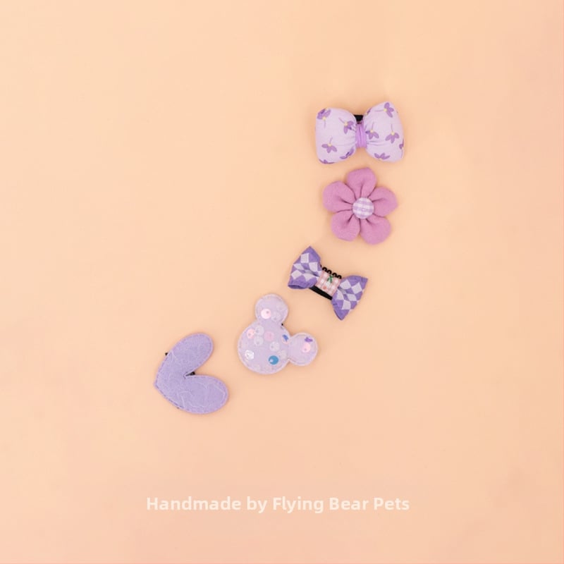 За кучета: малък фиба за коса с панделка - плат, марка Little Flying Bear, универсална употреба, без внос, IP права не са разрешени