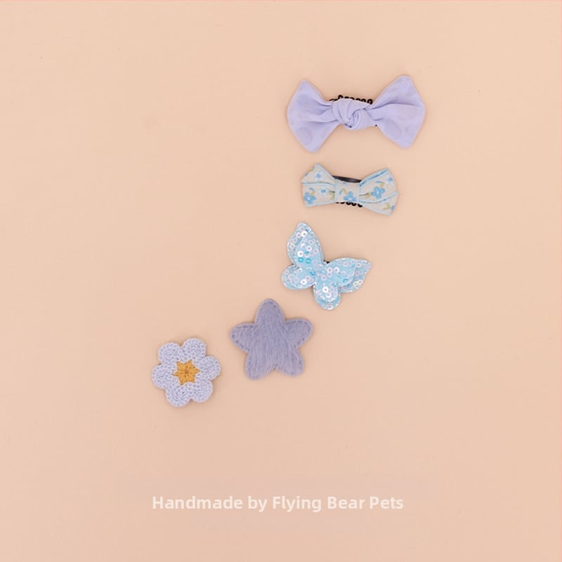 За кучета: малък фиба за коса с панделка - плат, марка Little Flying Bear, универсална употреба, без внос, IP права не са разрешени