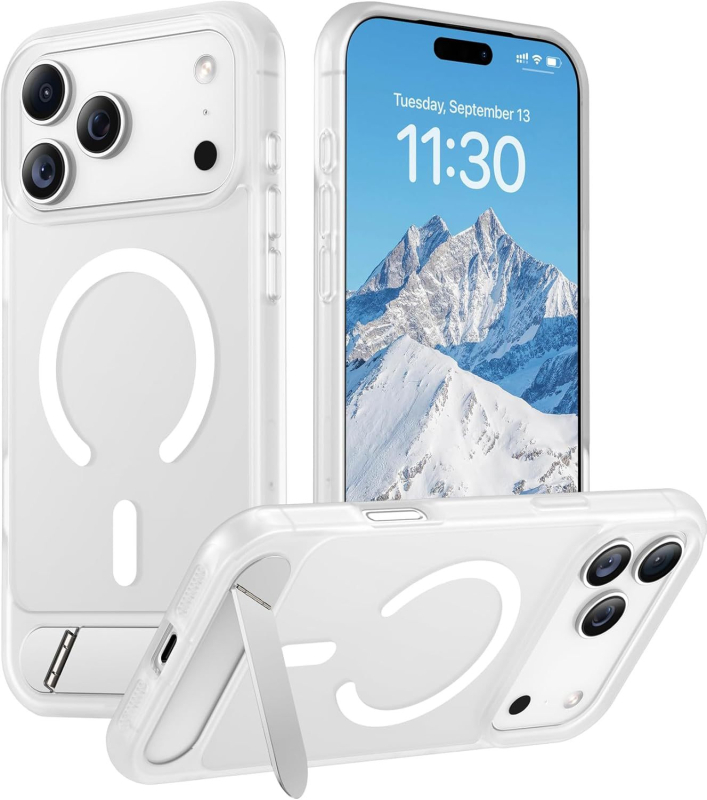 Maska za iPhone 17 Pro Max s ugrađenim držačem i magnetskim pričvršćivanjem, otporna na pad, disipacija topline, antiotisci prstiju