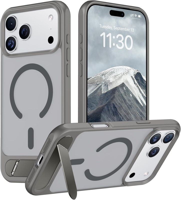 Maska za iPhone 17 Pro Max s ugrađenim držačem i magnetskim pričvršćivanjem, otporna na pad, disipacija topline, antiotisci prstiju