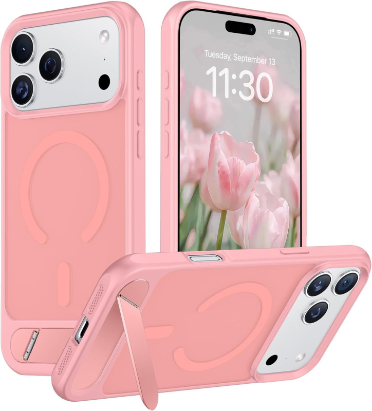 Maska za iPhone 17 Pro Max s ugrađenim držačem i magnetskim pričvršćivanjem, otporna na pad, disipacija topline, antiotisci prstiju