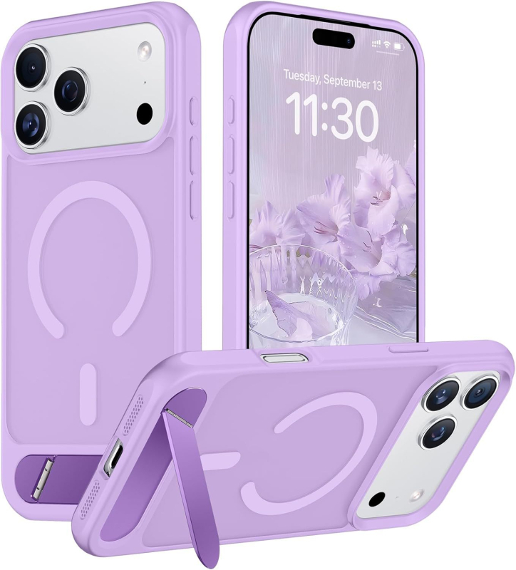 Maska za iPhone 17 Pro Max s ugrađenim držačem i magnetskim pričvršćivanjem, otporna na pad, disipacija topline, antiotisci prstiju