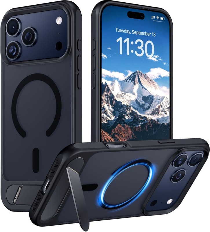 Maska za iPhone 17 Pro Max s ugrađenim držačem i magnetskim pričvršćivanjem, otporna na pad, disipacija topline, antiotisci prstiju