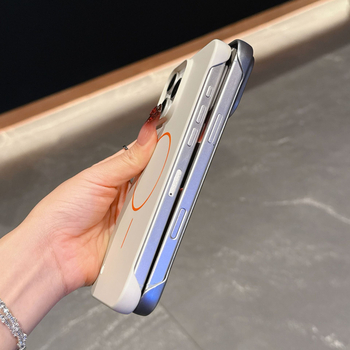 Husa pentru iPhone 11–17 Pro/Max, fără ramă, semi-acoperire minimalistă, fixare magnetică, finisaj vopsire cu pulverizare, material PC, protecție anti-cădere, suport pentru personalizare