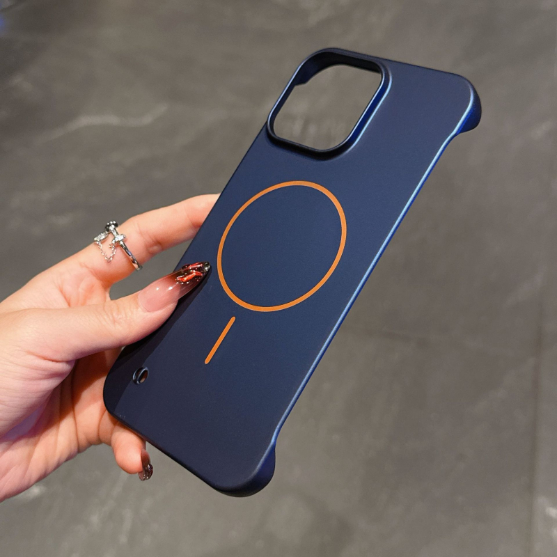 Husa pentru iPhone 11–17 Pro/Max, fără ramă, semi-acoperire minimalistă, fixare magnetică, finisaj vopsire cu pulverizare, material PC, protecție anti-cădere, suport pentru personalizare
