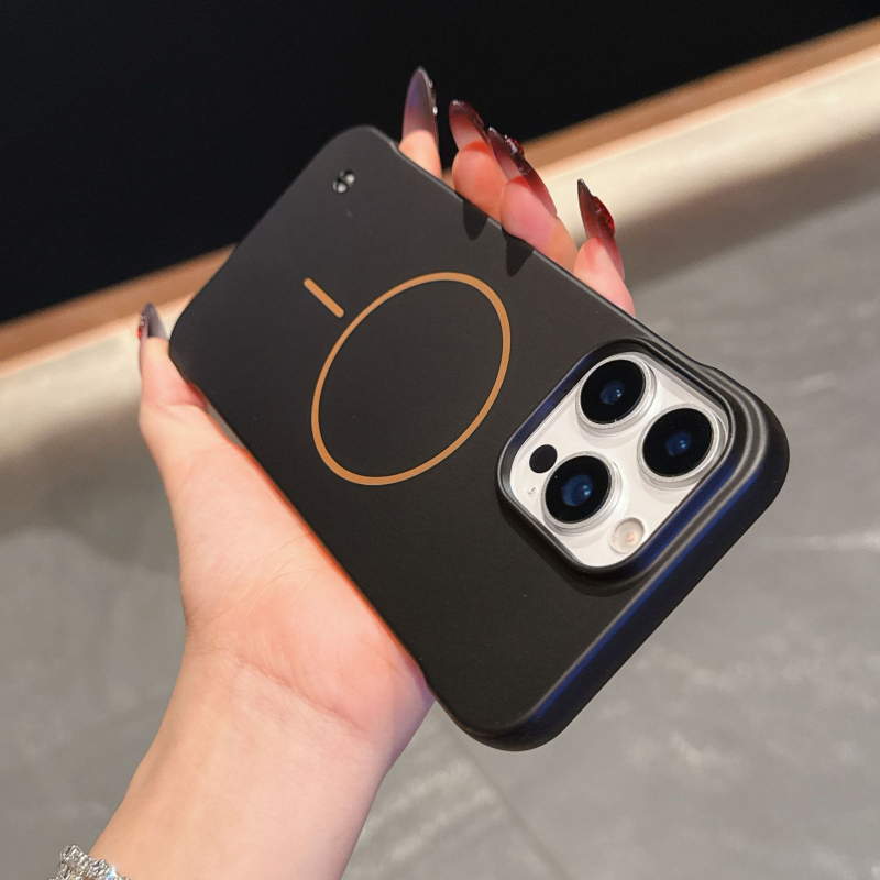 Husa pentru iPhone 11–17 Pro/Max, fără ramă, semi-acoperire minimalistă, fixare magnetică, finisaj vopsire cu pulverizare, material PC, protecție anti-cădere, suport pentru personalizare