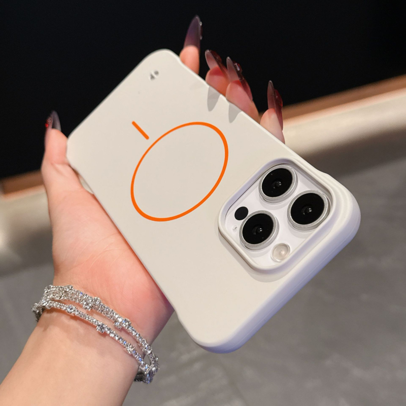 Husa pentru iPhone 11–17 Pro/Max, fără ramă, semi-acoperire minimalistă, fixare magnetică, finisaj vopsire cu pulverizare, material PC, protecție anti-cădere, suport pentru personalizare