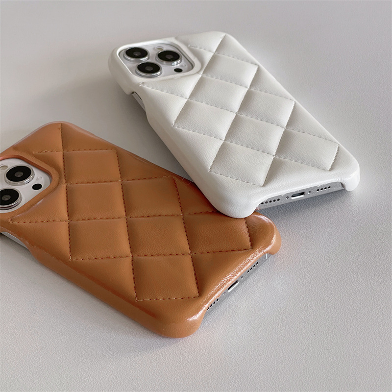 Jednobojna futrola od lažne kože s dijamantnim šavom za seriju iPhone 12–14, zaštita od pada