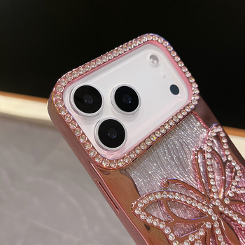 TPU futrola za iPhone 11–14 seriju, luksuzni dizajn s leptir, elektroplatirani dijamantni ugradni detalji, otporna na padove, otporna na ogrebotine