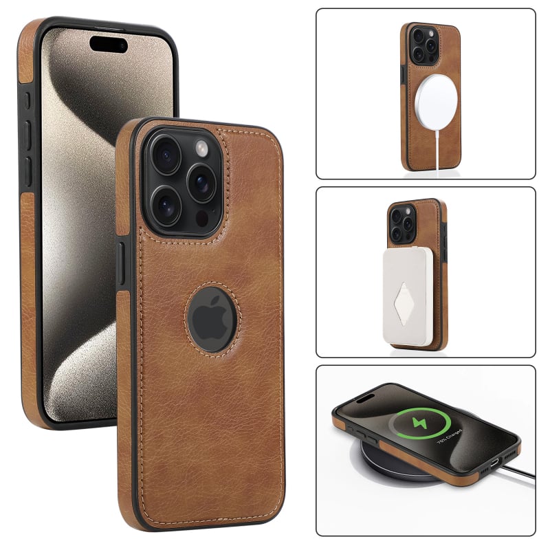 Husă MagSafe din piele PU pentru iPhone — realizată manual, prindere magnetică, anti-cadere, stil Two-in-One inspirat din Nordic și Japonez-Coreean