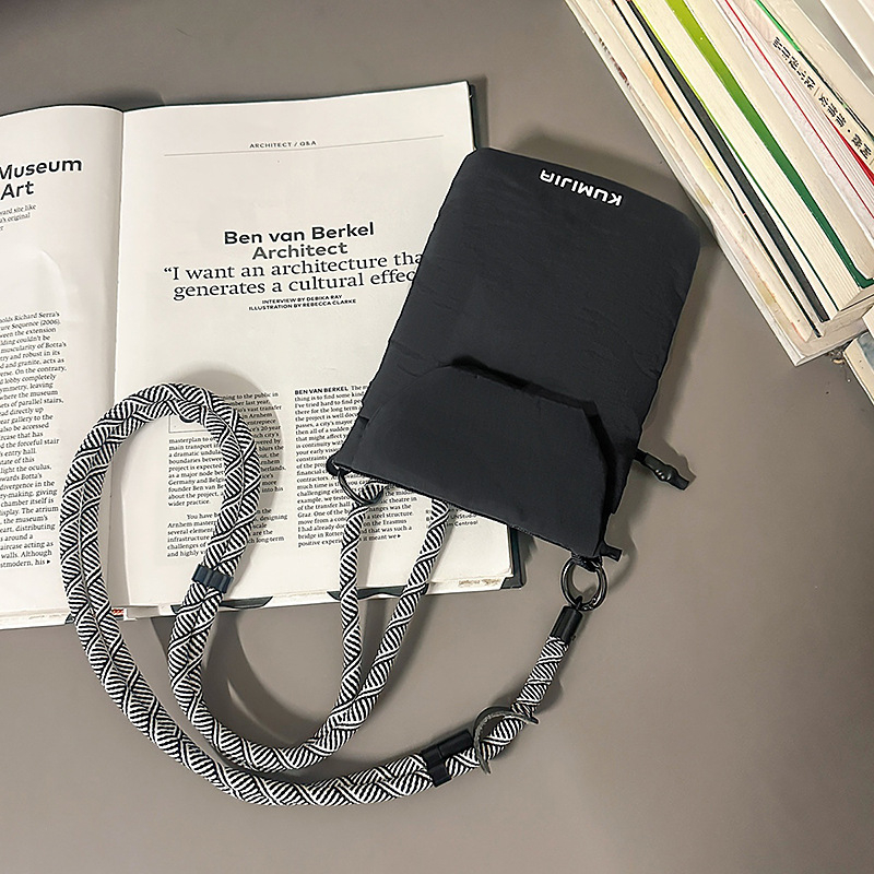 Nylon mini crossbody torba za telefon, japanskog stila, gradska jednostavnost, ljeto 2025, s pretinicom za kartice i ID