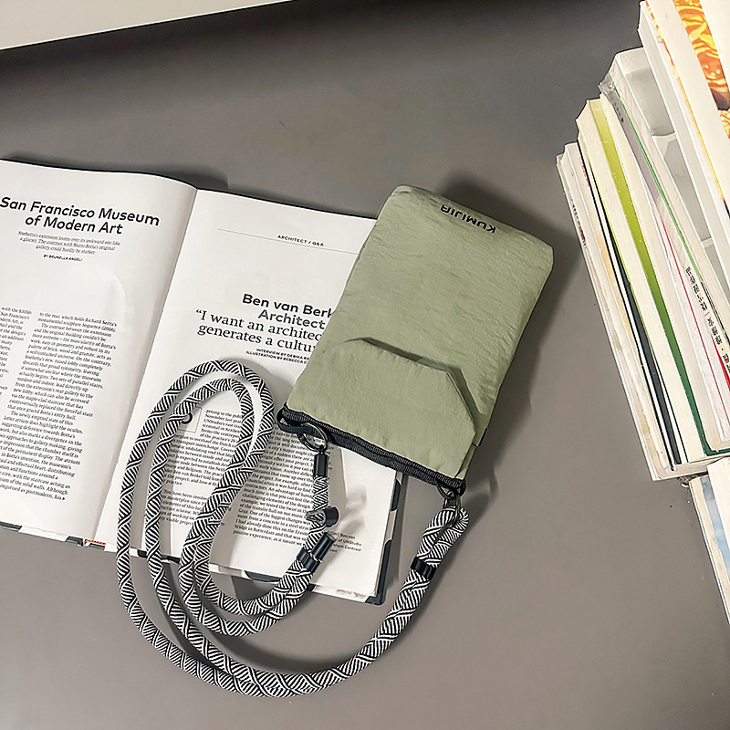 Nylon mini crossbody torba za telefon, japanskog stila, gradska jednostavnost, ljeto 2025, s pretinicom za kartice i ID