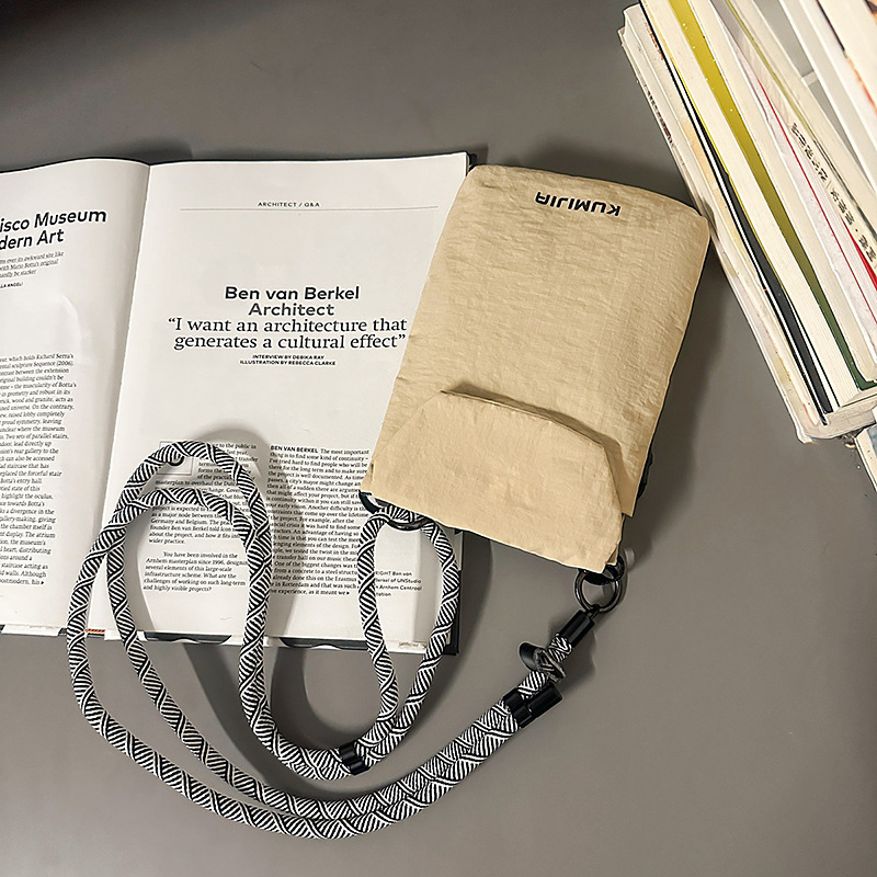 Nylon mini crossbody torba za telefon, japanskog stila, gradska jednostavnost, ljeto 2025, s pretinicom za kartice i ID