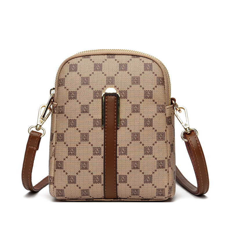 Crossbody kvadratna torba za žene - europsko-američki retro casual stil, PU materijal, zatvaranje na zip, unutarnji džepovi sa zipom i džep za telefon