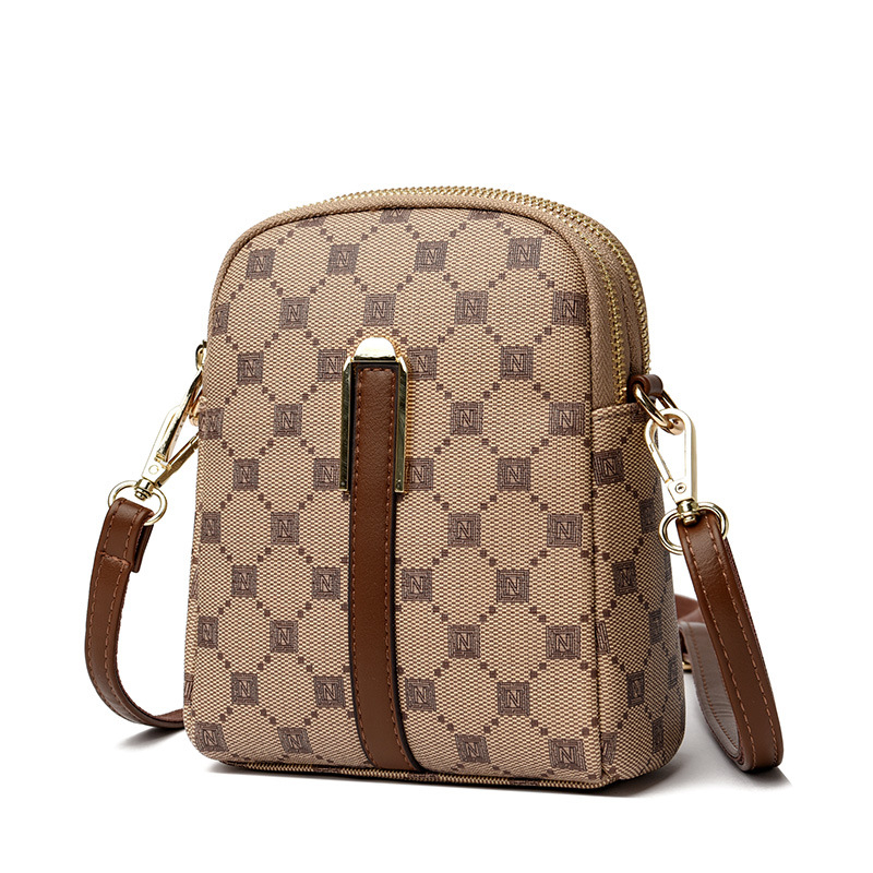Crossbody kvadratna torba za žene - europsko-američki retro casual stil, PU materijal, zatvaranje na zip, unutarnji džepovi sa zipom i džep za telefon