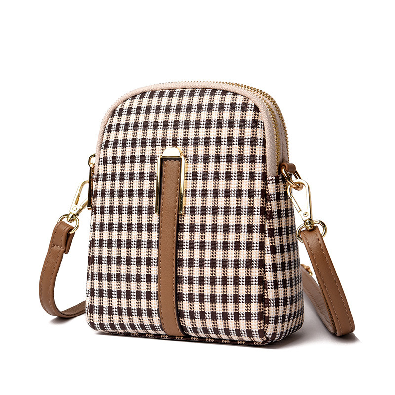 Crossbody kvadratna torba za žene - europsko-američki retro casual stil, PU materijal, zatvaranje na zip, unutarnji džepovi sa zipom i džep za telefon
