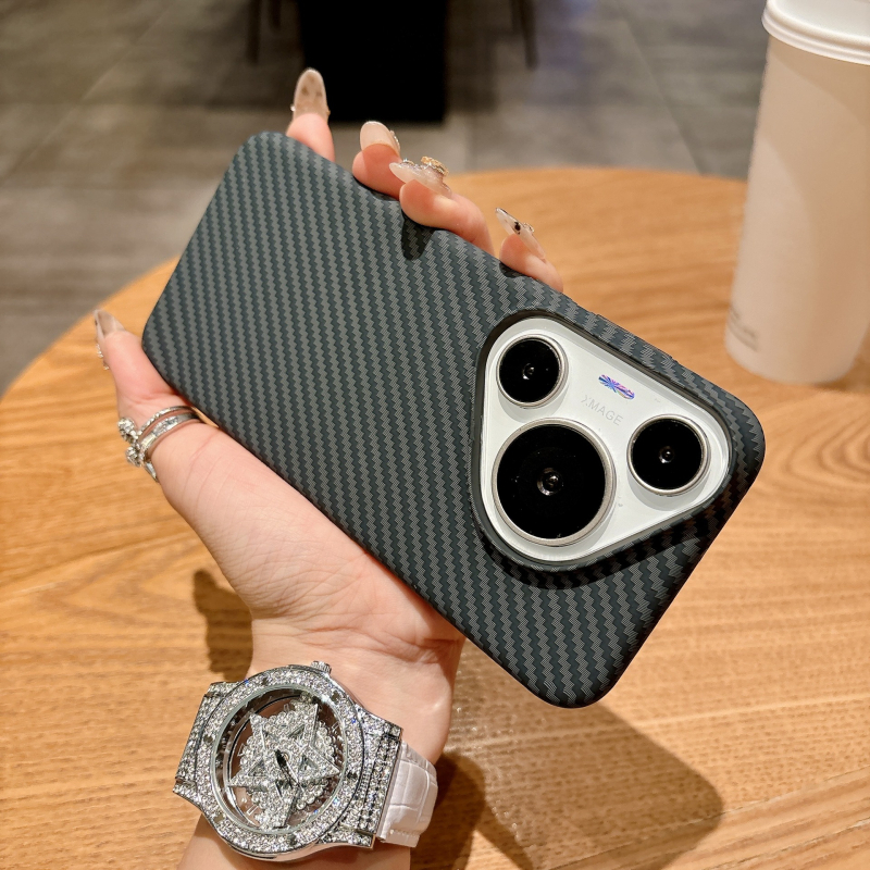 Carcasă de protecție cu model fibră de carbon pentru Huawei P80 Pro și P70 Pro, PC mat, prindere magnetică, rezistentă la șocuri, anti-derapant