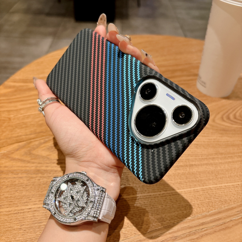 Carcasă de protecție cu model fibră de carbon pentru Huawei P80 Pro și P70 Pro, PC mat, prindere magnetică, rezistentă la șocuri, anti-derapant