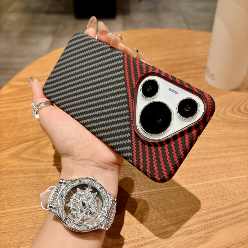 Carcasă de protecție cu model fibră de carbon pentru Huawei P80 Pro și P70 Pro, PC mat, prindere magnetică, rezistentă la șocuri, anti-derapant