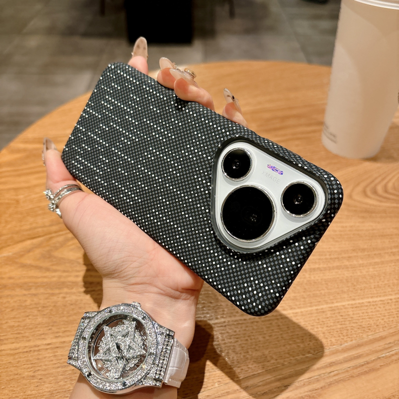 Carcasă de protecție cu model fibră de carbon pentru Huawei P80 Pro și P70 Pro, PC mat, prindere magnetică, rezistentă la șocuri, anti-derapant