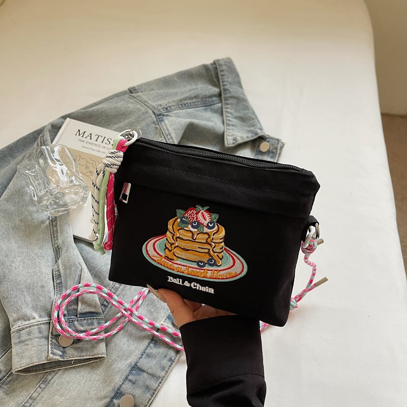 Meow House Ženska crossbody torba u japanskom stilu, izšivana torba za rame, dnevna kozmetička torba, svestrana torba za telefon