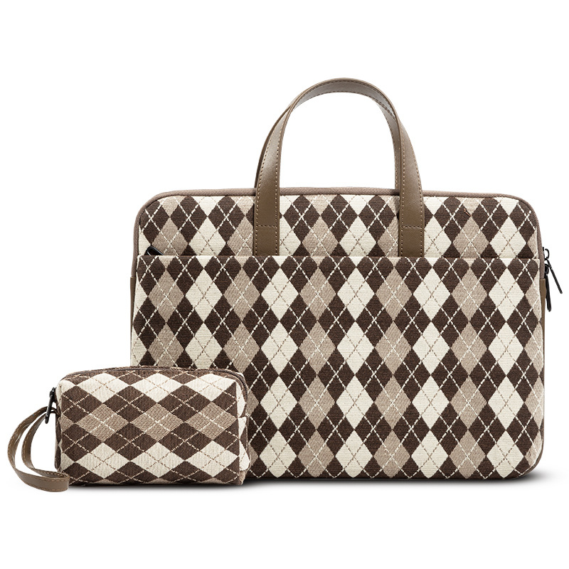 BRINCH Plaid лаптоп вътрешна чанта с полиестерна подплата – износоустойчива, ударопоглъщаща, намаляваща натоварването