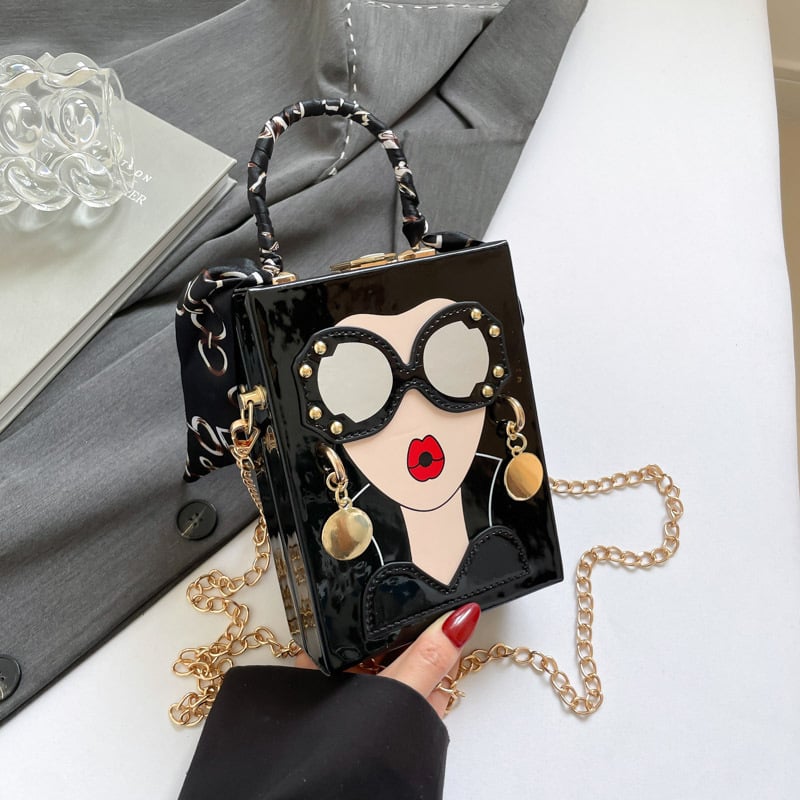 Box torba – PU koža, Box stil, vertikalni kvadratni oblik, zaključavanje, unutarnja džep za telefon