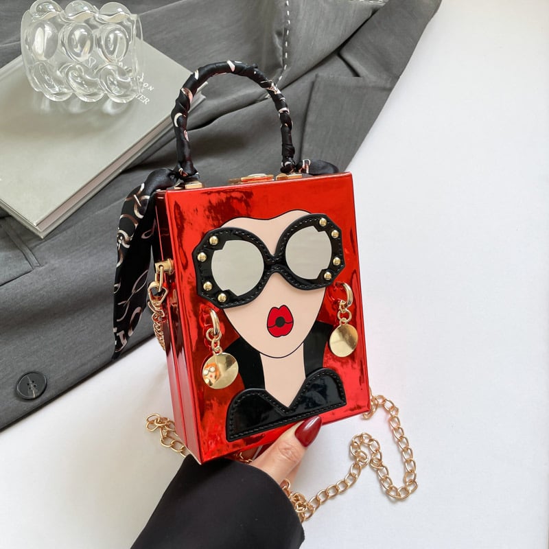 Box torba – PU koža, Box stil, vertikalni kvadratni oblik, zaključavanje, unutarnja džep za telefon