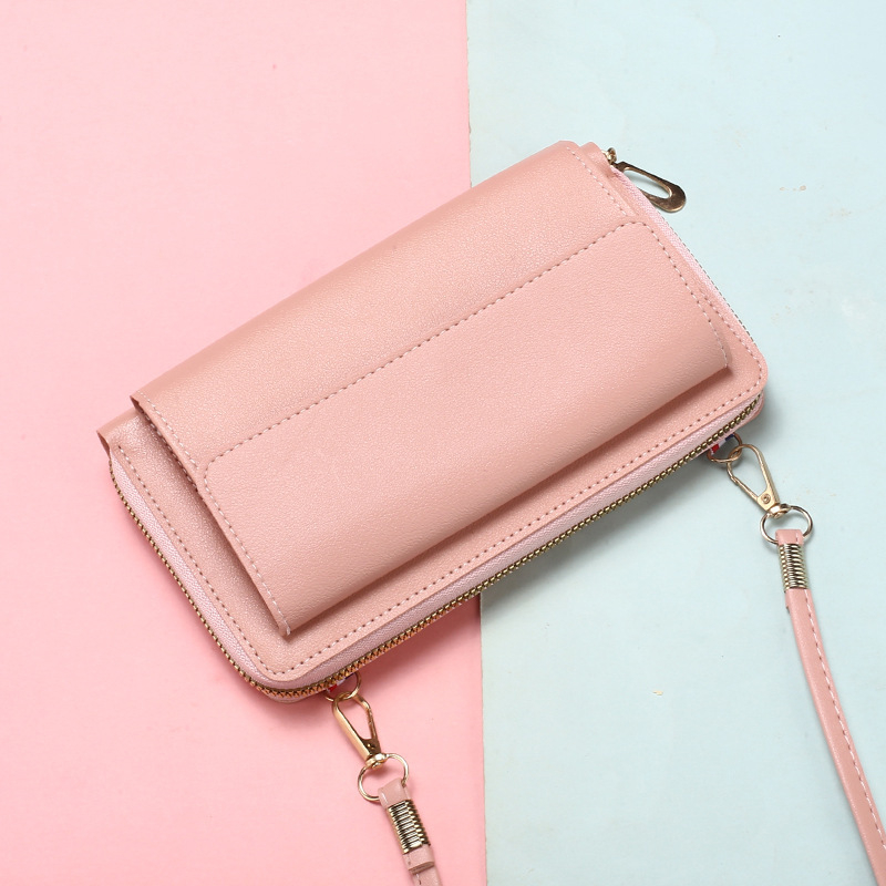 Ženská PU crossbody taška na telefón so zipsom, veľký priečinok na bankovky, horizontálny štvorcový tvar