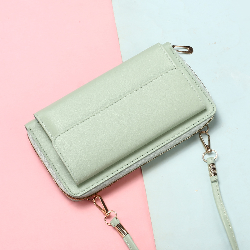 Ženská PU crossbody taška na telefón so zipsom, veľký priečinok na bankovky, horizontálny štvorcový tvar