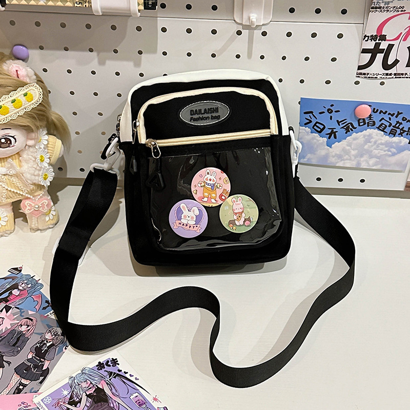 Nylon torbica za rame, crossbody stil – vertikalni kvadratni oblik, zatvarač, unutarnji džepovi za telefon, identifikacijsku karticu i kameru